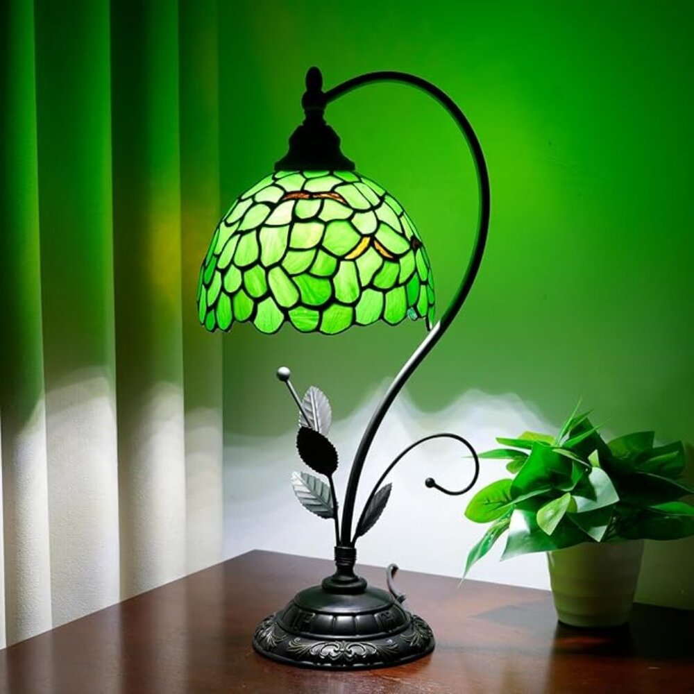NEW! Green Leaf Table Lamp Tiffany Lamp Handcrafted Stained Glass lamp